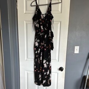 Floral Black Wrap romper